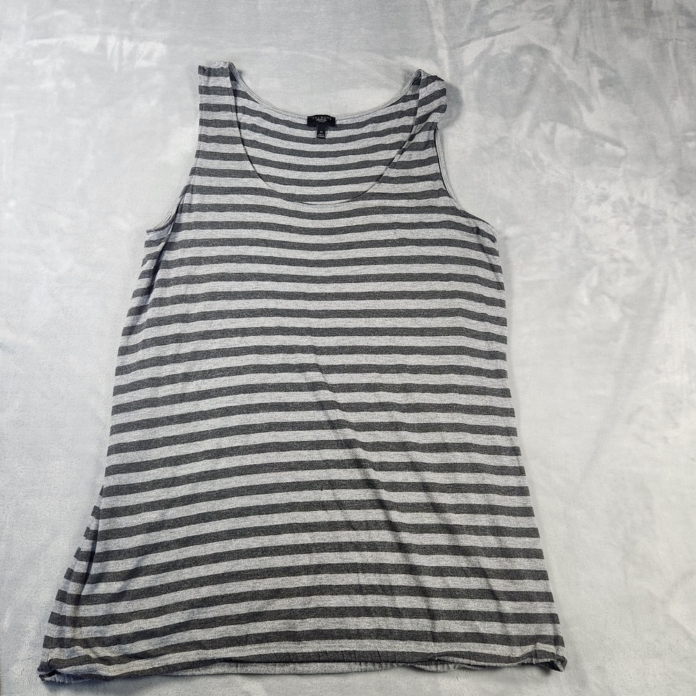 Talbots Gray Metallic Stripe Tank‎ Top Women 1X Sleeveless Elastic Hem